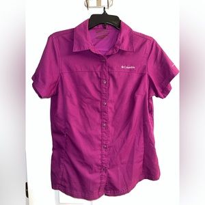 Columbia women’s purple Omni shade button down dry fit work shirt